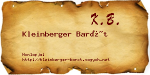 Kleinberger Barót névjegykártya